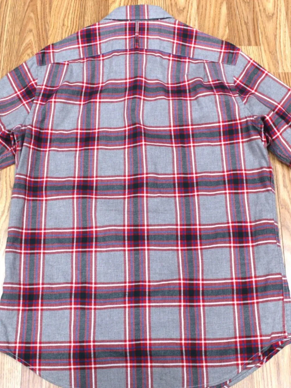 BANANA REPUBLIC FLANNEL REGULAR FIT SHIRT 100% COTTON GRAY & RED Sz MEDIUM, M